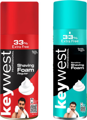 Keywest Professional Shaving Foam Regular & Sensitive 400 ml each(800 ml)