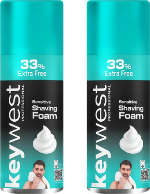 Keywest Professional Sensitive Pre-Shaving Foam for Men (Pack of 2)(385 g)
