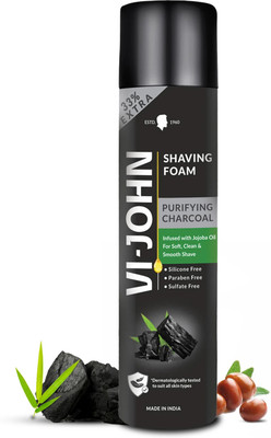VI-JOHN Charcoal Shaving Foam Infused with Joboba oil Pack of 1(300 g)