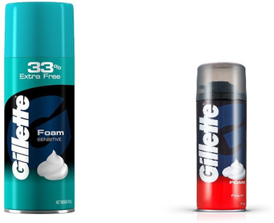 Gillette SENSITIVE SHAVING FOAM 418 G AND CLASSIC SHAVING FOAM 196 G(614 g)
