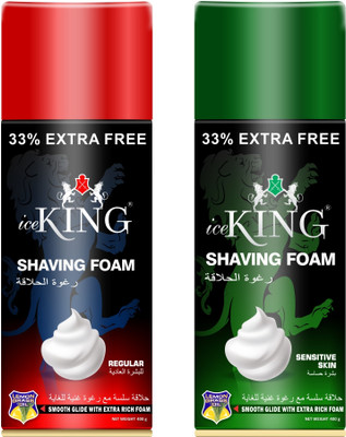 VETONI SHAVING FOAM (Red & Green) for sensitive and Regualr skin type(Pack of 2)|800gm|(800 g)