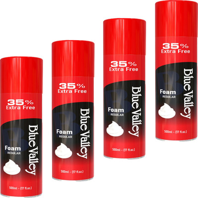 MOSKLIN BLUEVELLY SHAVING FOAM REGULAR FOR MENS SHAVING PACK OF - 500ml x 4(2000 ml)