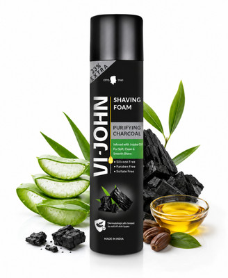 VI-JOHN Charcoal Shaving Foam Infused with Joboba oil(300 g)