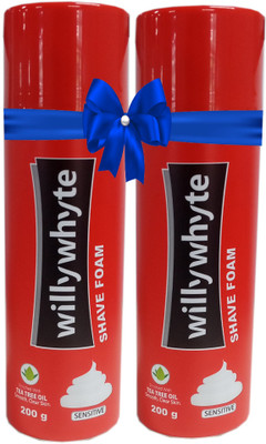willywhyte Shaving Foam for Sensitive Skin Enriched with Tea Tree Oil (2x200gm)(400 g)