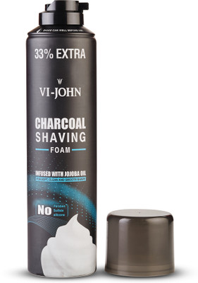 VI-JOHN Charcoal Shaving Foam Infused with Joboba oil Pack of 1(300 g)