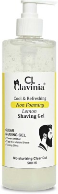 CLAVINIA Lemon Non Foamy Shaving Gel, For Men, Paraben and Sulfate Free, 500gm(500 ml)