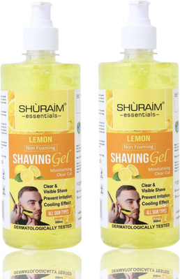 shuraim essentials Lemon Shaving Gel Non Foaming Clear Cut Professional(1000 ml)