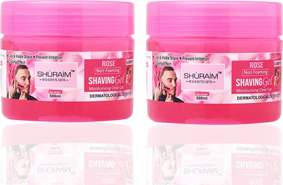 shuraim essentials Rose Shaving Gel Non Foaming Clear Cut Professional pack of 2 combo(1000 g)