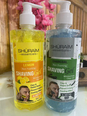 shuraim essentials Lemon/charcoal Combo Shaving Gel Non Foaming Clear Cut Professional(1000 ml)