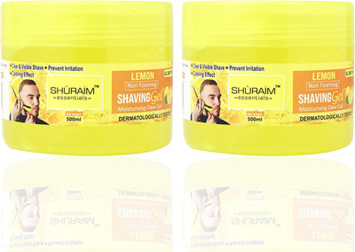 shuraim essentials Lemon Shaving Gel Non Foaming Clear Cut Professional Combo Pack Of 2(1000 g)