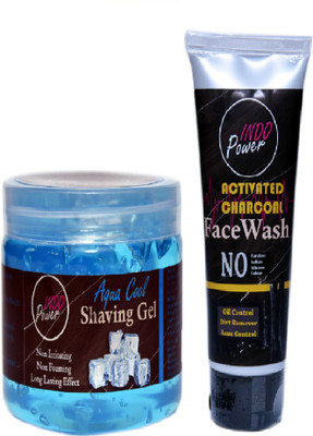 INDOPOWER ZhH 284-AQUA COOL SHAVING GEL 200g. + ACTIVATED CHARCOAL FACEWASH 100g.(2 Items in the set)