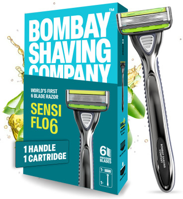 BOMBAY SHAVING COMPANY Sensi Flo6 | 6 Blade Sensitive Razor for Men with Beard Shaper, Men