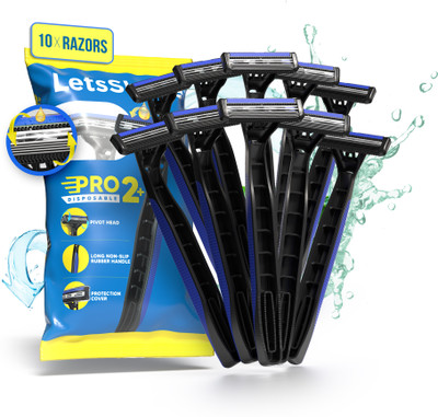 LetsShave Pro 2 Plus Disposable Razor - Open Flow Cartridge Razor (Pack of 10), Men(Pack of 10)