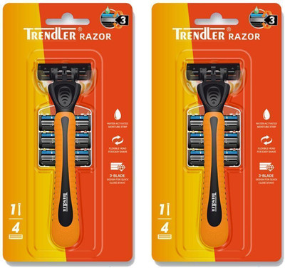 TRENDLER 3 blade Manual Razor for Men for Perfect Shave and Beard Shape, Men(Pack of 2)