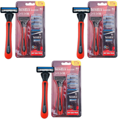 TRENDLER 3 blade + 10 Cartridge Shaving Razor for Men, Men(Pack of 3)