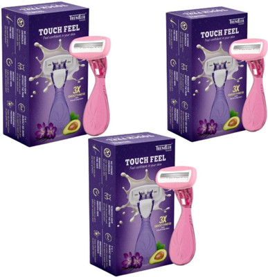 TRENDLER Touch Feel Razor 3 Blade Smooth Hair Removal Razor for Women, Women(Pack of 3)