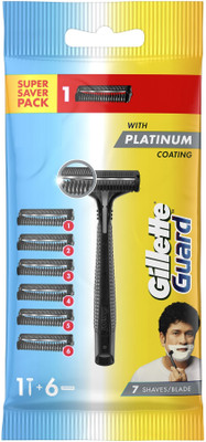 Gillette Guard Manual Shaving Razor Blades -6 Cartridges + 1 Razor, Men(Pack of 7)