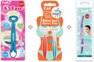 Kai All-in-one Razor Combo For Women - K5 Body, Bikini Line & Face Razor, Women(Pack of 4)