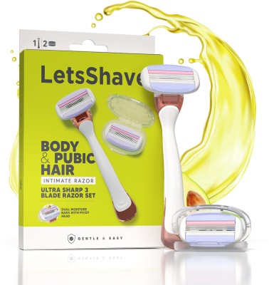 LetsShave Body and Groin Razor for Men with Clamshell Travel Case