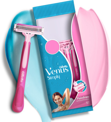 Gillette Venus Simply Hair Removal Razor for Women, 4 simply & 1 skin love, Women(Pack of 5)
