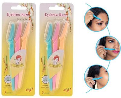 Bon Austin Eyebrow Facial Hair Remover, Neck, Upper Lips Hair Trimmer Razor 3 Pcs, Women(Pack of 2)