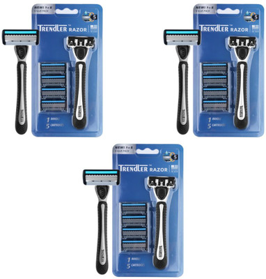 TRENDLER 5 blade Shaving Razor for Men for Perfect Shave and Beard Shape, Men(Pack of 3)