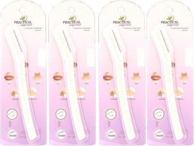 PRACTICAL Eyebrow Razor (White) – Smooth Blade for Shaping Eyebrows – Pack of 4, Women(Pack of 4)