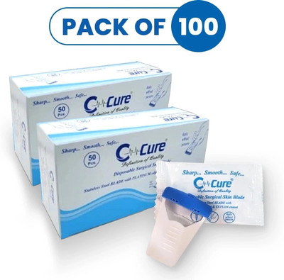 C-Cure Disposable Surgical Skin Blade Smooth | Sharp | Safe (100 piece), Men & Women(Pack of 2)