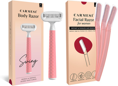 Carmesi Face and Body Shaving Combo | 3 Face Razors and 1 Body Razor Swing, Women(Pack of 4)