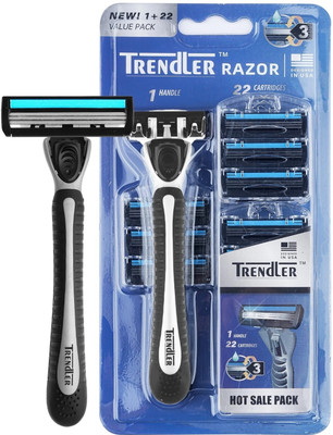 TRENDLER Razor for Men,Value Pack with 3 Anti-Friction blades, Dynamic Pivot for Smooth, Men