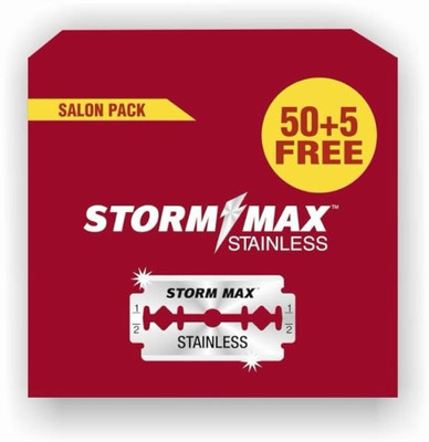 STORM MAX Stainless Razor Blades, (Pack of 5 with 50+5 blades in each pack), Men(Pack of 5)