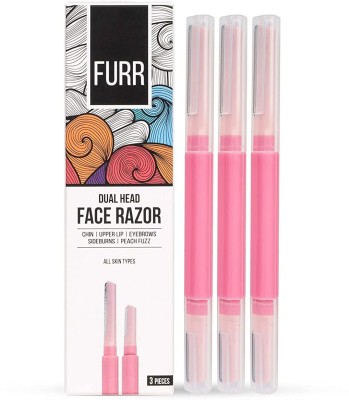 FURR by peesafe Face & Eyebrow Razor for Women with Dual Head - 3N Reusable Up To 5 Times(Pack of 3)