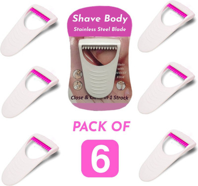 Prefetto COSMO Women's Disposable Plastic Skin Hair Remover Safty Stainless Razor Blade, Pack of 6, Women(Pack of 6)