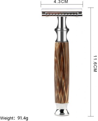 Kenem-X Double Edge Safety Shaving Razor with Natural Bamboo Handle Silver