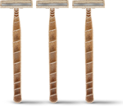 SHAVECO Eco-friendly Razor | 3 Blades with Lubricating Strip | Biodegradable Razor |, Men & Women(Pack of 3)