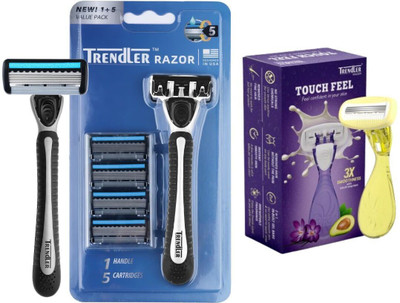 TRENDLER Touch Feel Body Hair remover razor & 5 Blade Shaving Men Razor, Men & Women(Pack of 2)