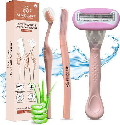 Senzicare Razors Combo (Face Razor + Eyebrow Razor + 5-Blade Body Razor) Reusable Razors, Women(Pack of 3)