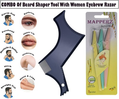 mapperz Beard Shaper With Razor 3/ Beard Shaper Tool/Men Grooming Kit(Pack of 2)