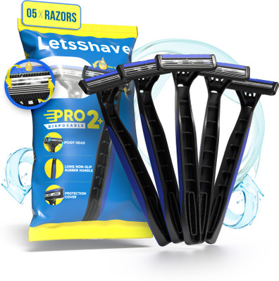 LetsShave Pro 2 Plus Disposable Razor - Open Flow Cartridge Razor, Men(Pack of 5)