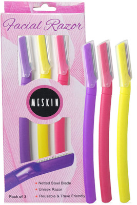 Meskin Facial Razor For Eyebrow Upperlips Peach Fuzz Netted Blade for Nick Free Shave, Men & Women(Pack of 3)