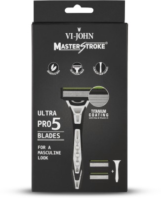 VI-JOHN Master Stroke Ultra Pro 5 Blade Shaving Razor for men (1 Handle + 2 Cartridges)