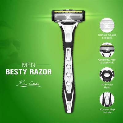 Kai Besty 5 Blade Shaving Razor For Men, Sensitive skin, 3D Pivotal Head, Men(Pack of 3)