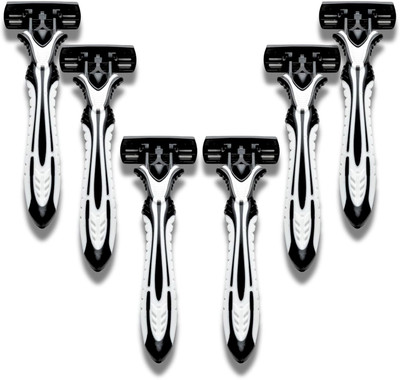 Forest Hill Disposable Manual Shaving Razor For Men, 6 Blade With Plastic & Rubber Handle, Men(Pack of 6)