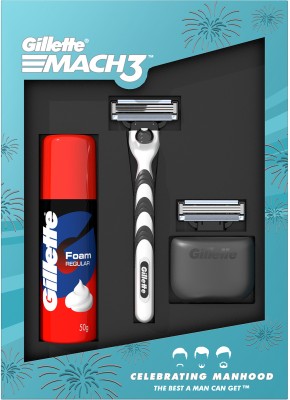 Gillette Mach3 Celebrations Gift Pack| Mach3 Razor, Hygiene Cap, Cartridge & Foam