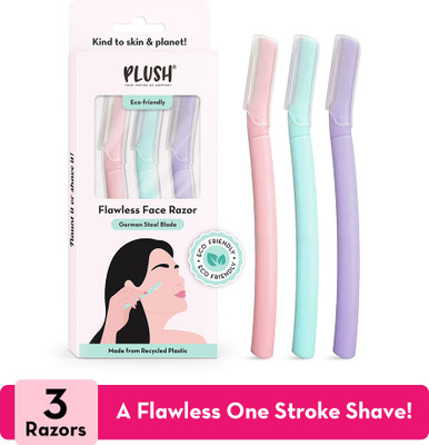 PLUSH Flawless & Reusable Eyebrow & Face Razor for Women – Pack of 3 | Also for Upperlips, Forehead, Sideburns and Eyebrow | Painless and Instant Facial Hair Removal at Home, Women(Pack of 3)