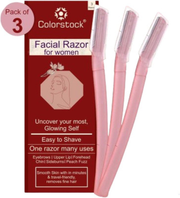Color Stock Facial Razor | Helps Smooth Detail Shaver For Flawless Results, Men & Women(Pack of 3)