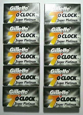 Gillette 100 7 O'Clock Super Platinum Double Edge Safety Razor Blades Black