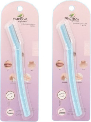 PRACTICAL Eyebrow Razor (Blue) – Easy Grip Trimmer for Eyebrows and Face – Pack of 2, Women(Pack of 2)