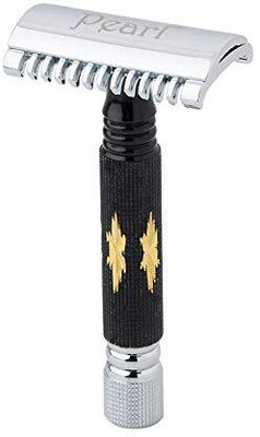 Pearl Shaving PSR Double Edge Safety Razor SSH-02 (Open Comb,Black), Men