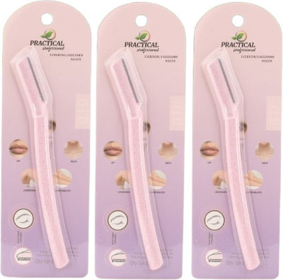 PRACTICAL Eyebrow Razor (Pink) – Gentle Razor for Eyebrow Trimming – Pack of 3, Women(Pack of 3)